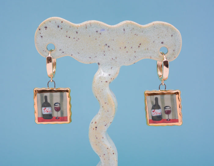 Wine Bottle Portrait Earrings