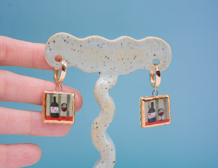Wine Bottle Portrait Earrings