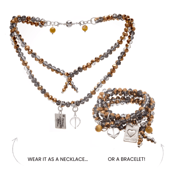 Woke Up Sexy As Hell Again Heart Crystal Boho Wrap Bracelet/Necklace