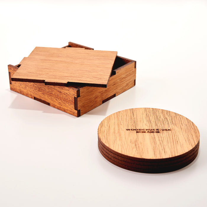 Wooden Round Coasters With Box