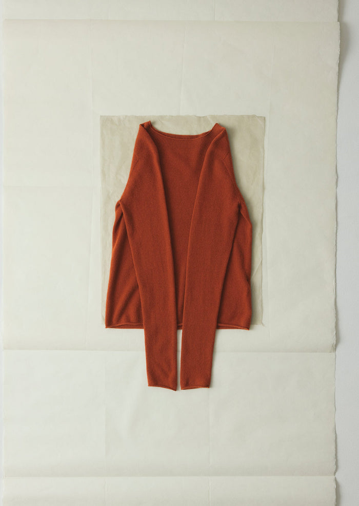 Wool Cashmere Neat Sweater | Burnt Sienna