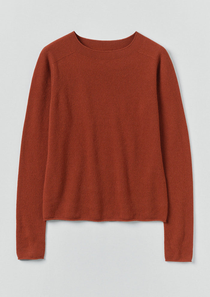Wool Cashmere Neat Sweater | Burnt Sienna